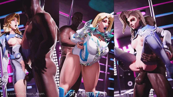 [3D/无修/NTR] Fish Animation -2504新作：艾达王+天使+雏田+隐形女侠+黑百合 性感御姐黑色巨根爆肏中出 [2.5G/FM/WY]