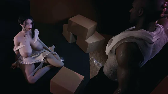 [3D/NTR/VAM] 牛头人爱好者：艾沫沫-搬运NTR 性感巨乳人妻被黑人搬运工侵犯中出 [中配/中字] [3.2G/FM/WY]