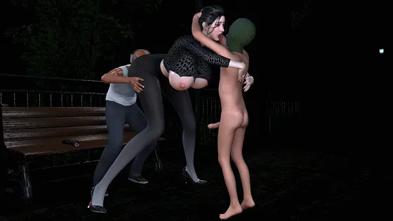 [3D/小马大车/NTR] Brainocn 4月新作：夜间冒险 黑丝长腿巨乳妈妈被儿子调教成公共肉便器 [中字] [3.5G/FM/WY]