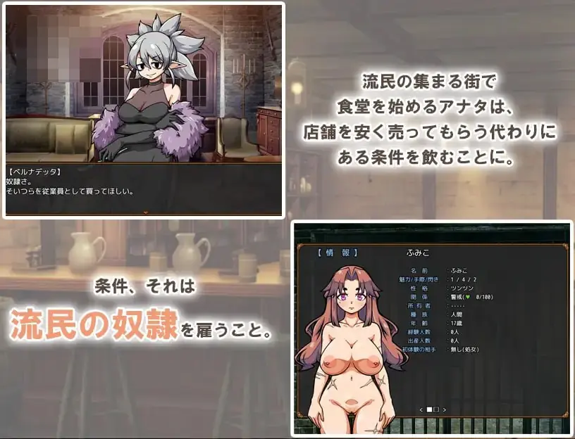 [与流民少女一同开始的食堂繁荣记 / 流民娘と始める食堂繁盛記] [v1.0.5 官中] [PC] [经营SLG/孕/随机生成] [1.2G/FM/百度]